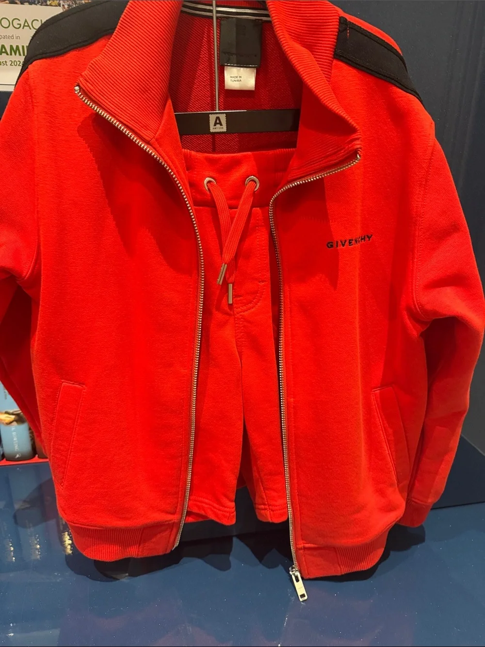 Authentic Givenchy Kids Bright Red Zip Jacket with Shorts Never Worn